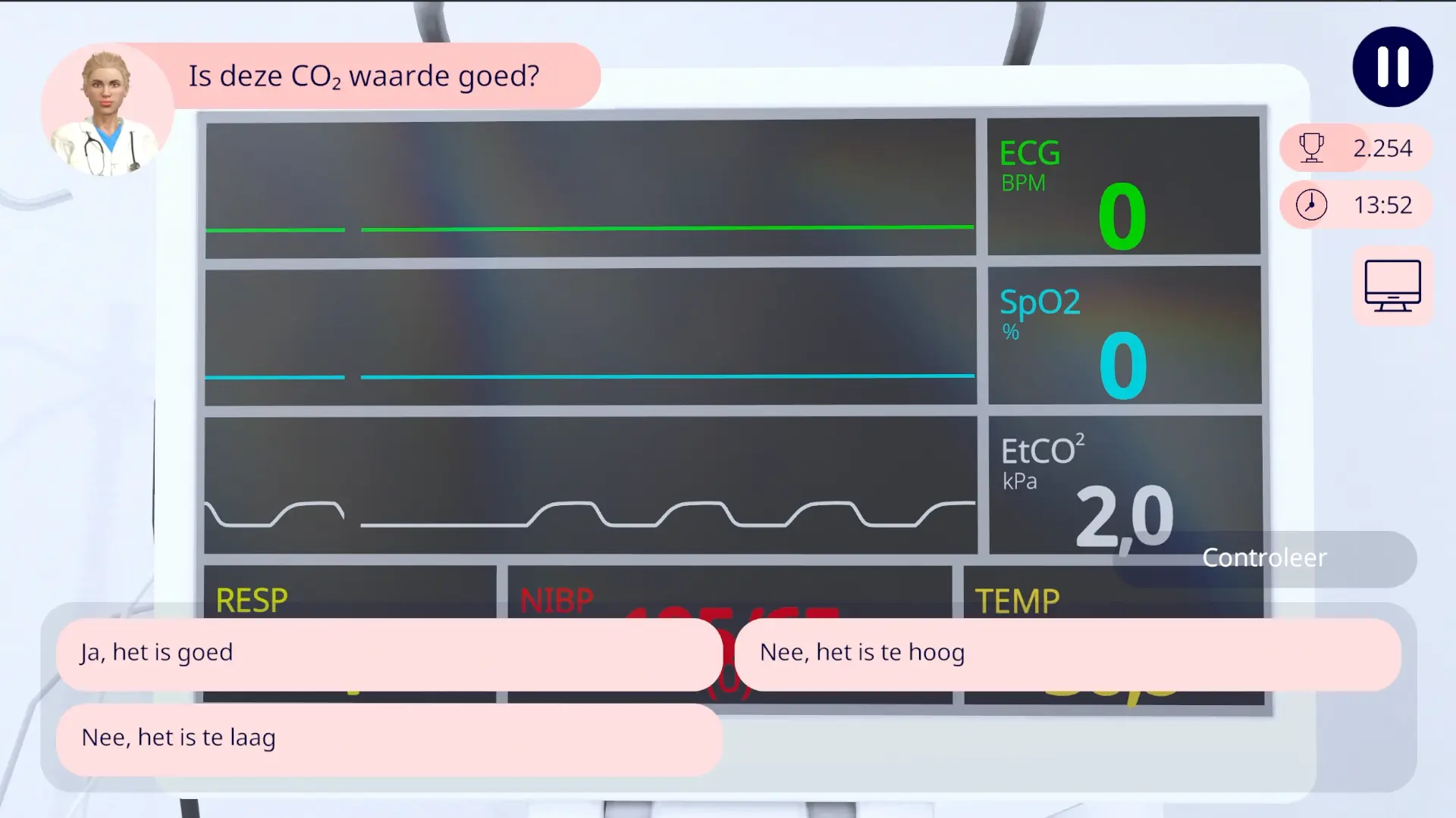 ritme-analyse op de monitor