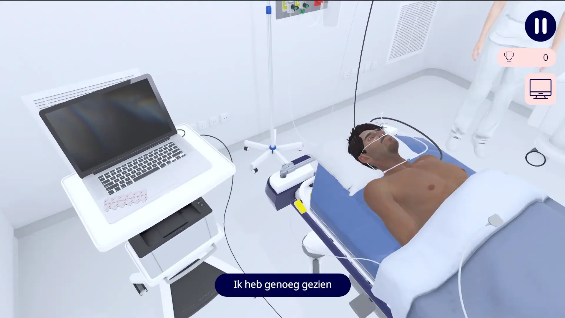 het 12-afleidingen-ecg-apparaat aan het bed
