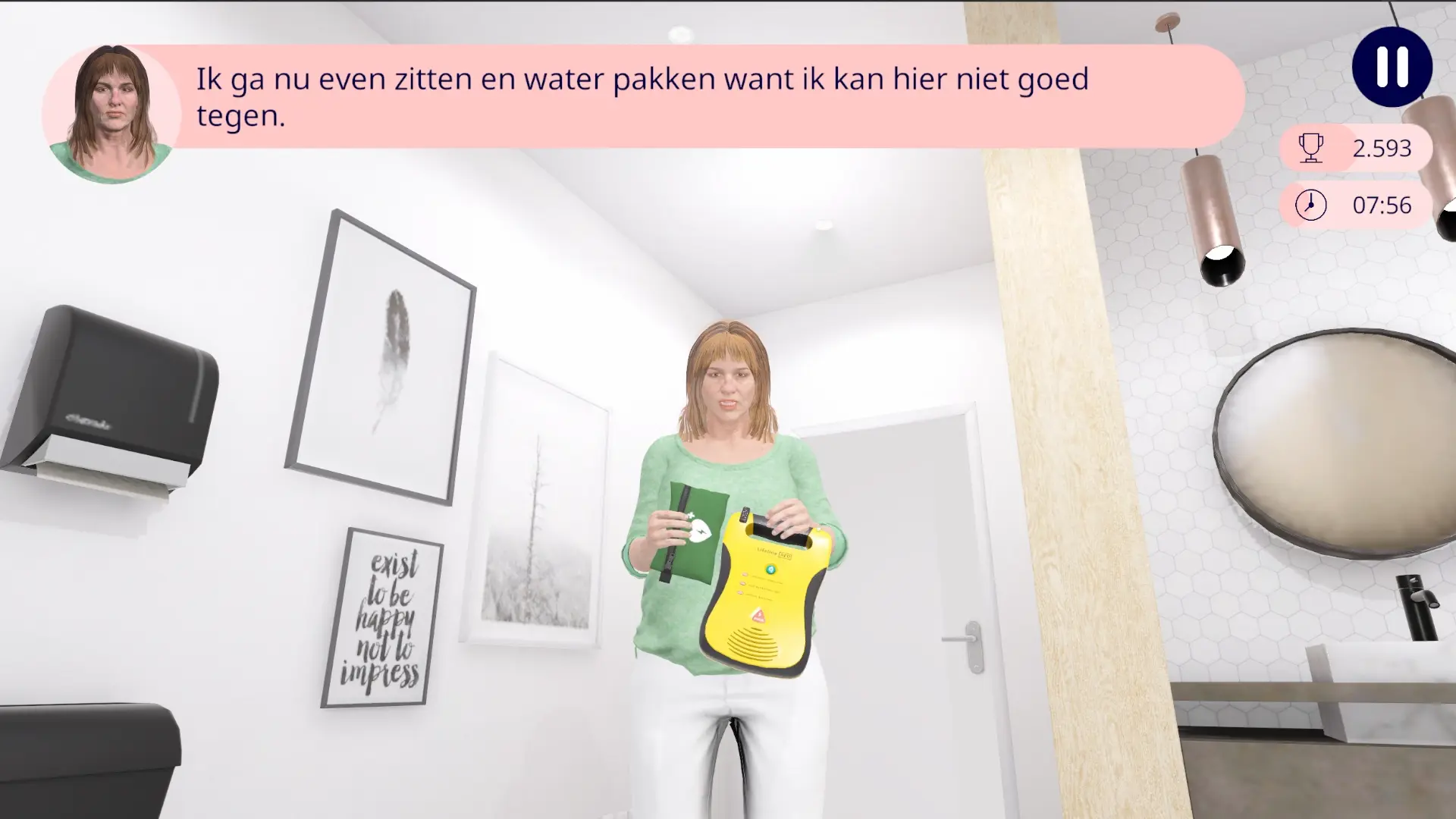 de aed klaarmaken in de ruimte